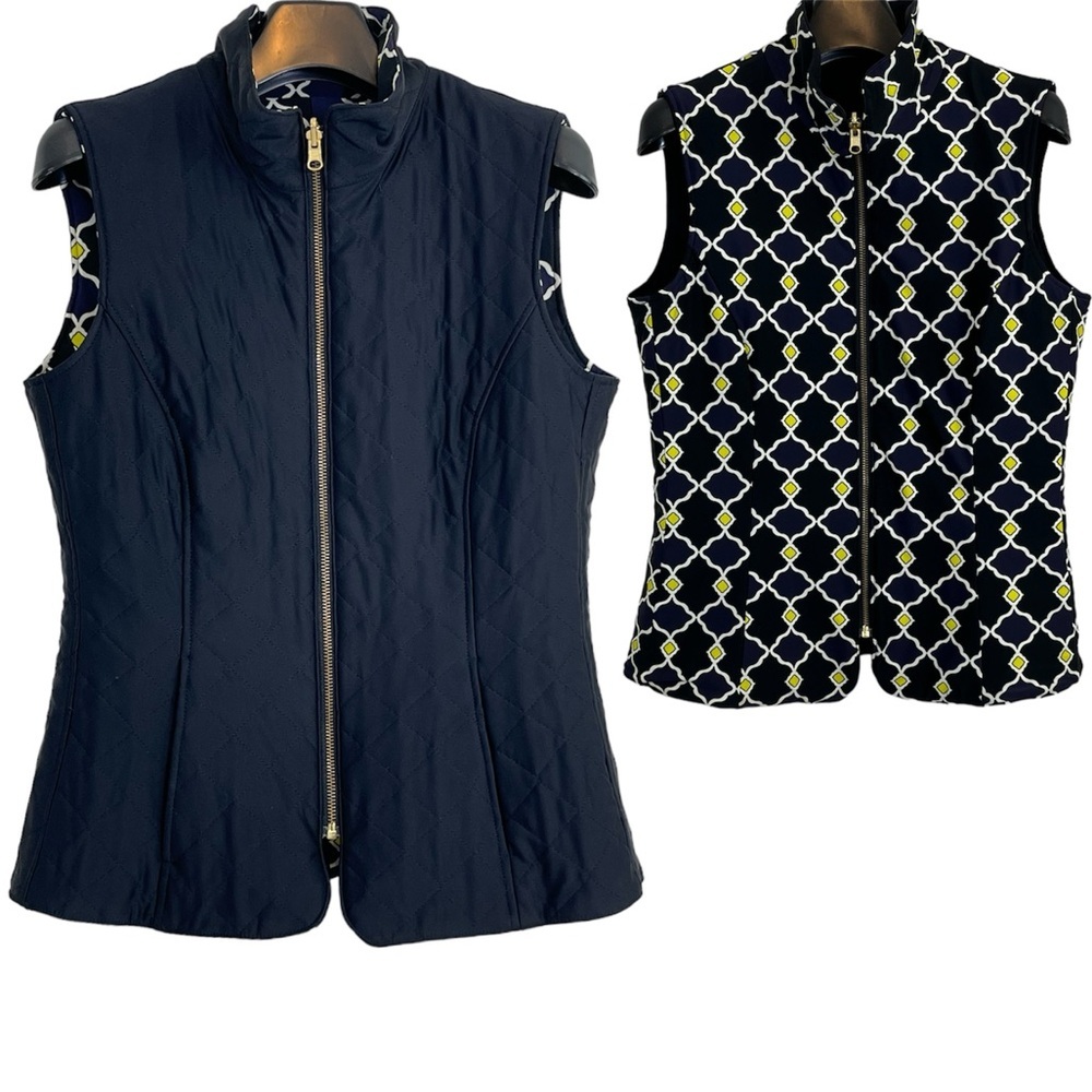 Jude Connally Puffer Vest Reversible Quilted Zip Front - Women’s Medium